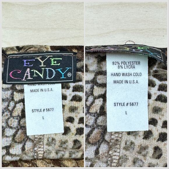 Vintage Y2K Brown and Gold Snakeskin Print Sleeveless Slinky Dress - Picture 5 of 7